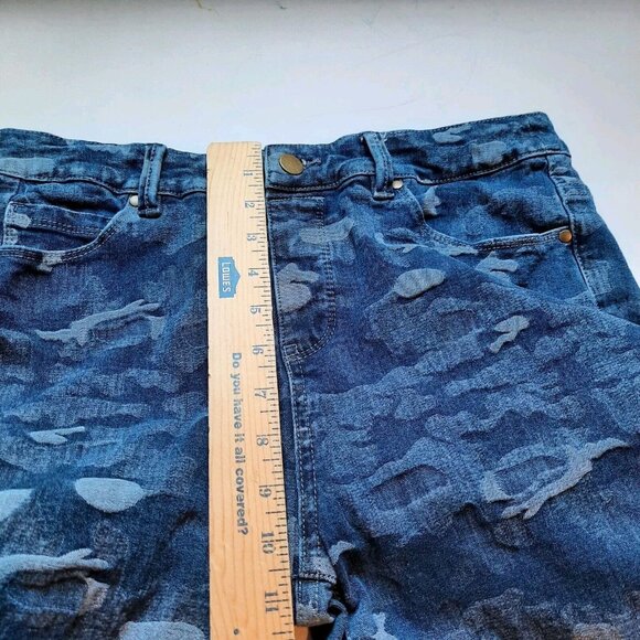 Soft Surroundings Jeans Womens Medium Blue Camo Skinny Pull On Jegging Stretch - Picture 9 of 11
